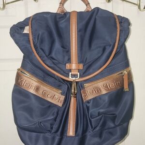 Calvin Klein Blue and Brown Backpack